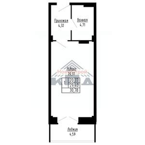 1-к квартира, строящийся дом, 31м2, 8/16 этаж