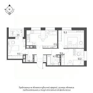 3-к квартира, вторичка, 75м2, 9/9 этаж