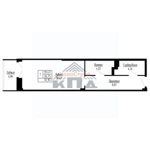 1-к квартира, строящийся дом, 38м2, 13/16 этаж