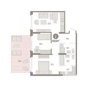 2-к квартира, вторичка, 84м2, 1/8 этаж