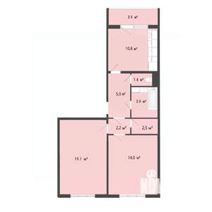 3-к квартира, строящийся дом, 77м2, 1/9 этаж