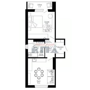 1-к квартира, вторичка, 55м2, 2/16 этаж