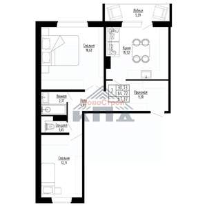 2-к квартира, строящийся дом, 67м2, 6/8 этаж
