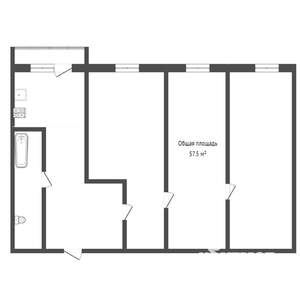 3-к квартира, вторичка, 60м2, 1/5 этаж