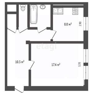 1-к квартира, вторичка, 41м2, 1/3 этаж