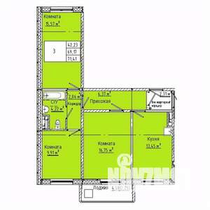 3-к квартира, вторичка, 71м2, 5/10 этаж