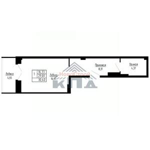 1-к квартира, строящийся дом, 30м2, 3/16 этаж