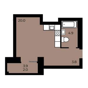 1-к квартира, строящийся дом, 30м2, 13/15 этаж