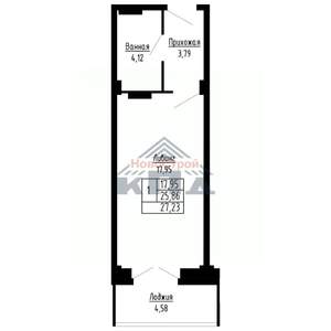 1-к квартира, строящийся дом, 27м2, 9/16 этаж