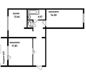 2-к квартира, вторичка, 60м2, 15/16 этаж