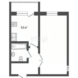 1-к квартира, вторичка, 42м2, 3/3 этаж