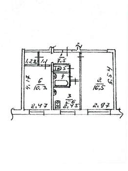 2-к квартира, вторичка, 43м2, 1/5 этаж