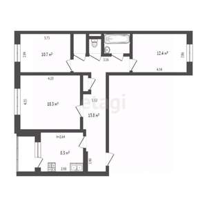 3-к квартира, вторичка, 69м2, 3/12 этаж