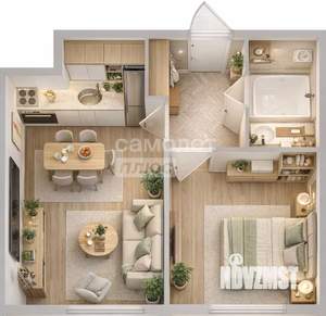 1-к квартира, сданный дом, 37м2, 6/9 этаж