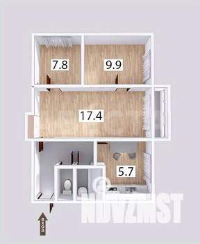 3-к квартира, вторичка, 49м2, 4/5 этаж