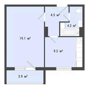 1-к квартира, строящийся дом, 37м2, 2/10 этаж