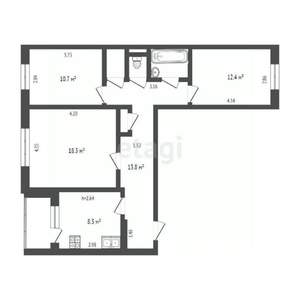 3-к квартира, вторичка, 69м2, 3/12 этаж