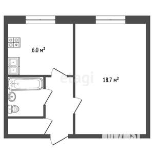 1-к квартира, вторичка, 30м2, 4/5 этаж