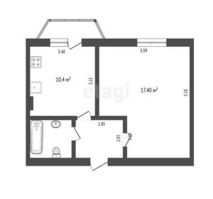 1-к квартира, вторичка, 36м2, 3/5 этаж