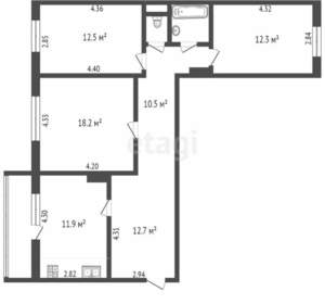 3-к квартира, вторичка, 90м2, 3/10 этаж