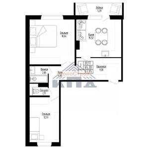 2-к квартира, строящийся дом, 68м2, 6/8 этаж
