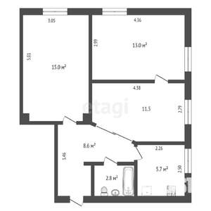 3-к квартира, вторичка, 57м2, 1/3 этаж
