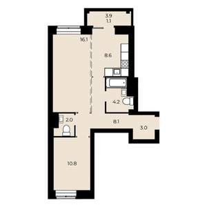 2-к квартира, строящийся дом, 55м2, 6/15 этаж