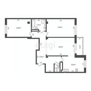 3-к квартира, вторичка, 92м2, 7/16 этаж