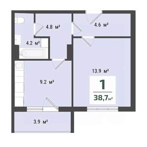 1-к квартира, строящийся дом, 37м2, 6/10 этаж