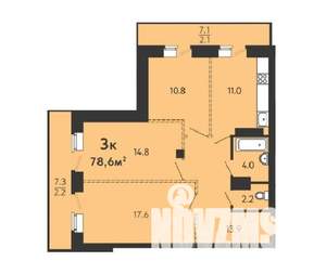 3-к квартира, вторичка, 74м2, 8/16 этаж