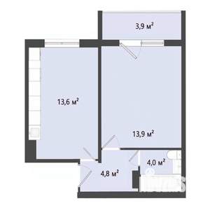 1-к квартира, строящийся дом, 36м2, 5/10 этаж