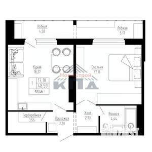 1-к квартира, строящийся дом, 53м2, 3/16 этаж