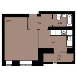 1-к квартира, строящийся дом, 39м2, 11/15 этаж