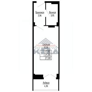 1-к квартира, строящийся дом, 27м2, 14/16 этаж