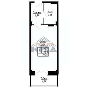 1-к квартира, строящийся дом, 31м2, 9/16 этаж