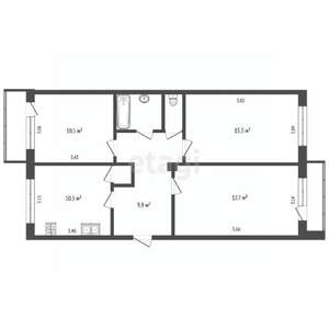 3-к квартира, вторичка, 68м2, 4/5 этаж