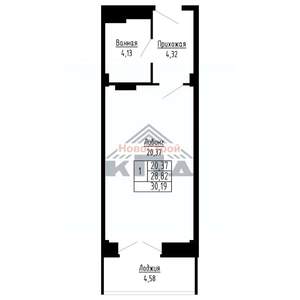 1-к квартира, вторичка, 30м2, 4/16 этаж