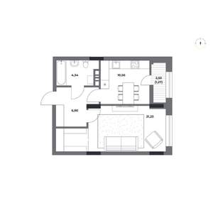 1-к квартира, строящийся дом, 44м2, 2/12 этаж