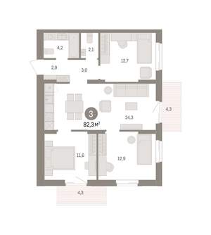 3-к квартира, вторичка, 82м2, 5/14 этаж