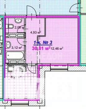 Студия квартира, вторичка, 31м2, 1/16 этаж