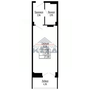1-к квартира, строящийся дом, 27м2, 16/16 этаж