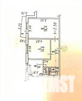 2-к квартира, вторичка, 53м2, 1/5 этаж