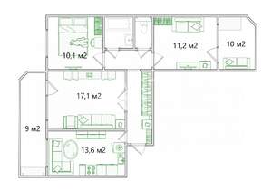 3-к квартира, вторичка, 72м2, 8/10 этаж