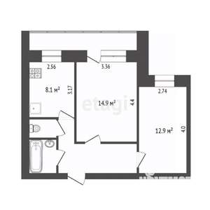 2-к квартира, вторичка, 47м2, 4/9 этаж