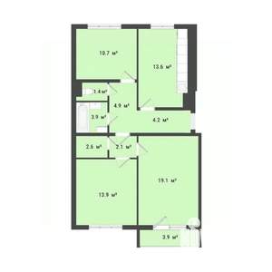 3-к квартира, строящийся дом, 76м2, 6/10 этаж