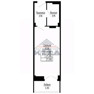 1-к квартира, строящийся дом, 27м2, 7/16 этаж