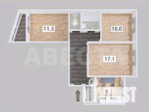 3-к квартира, вторичка, 62м2, 2/9 этаж