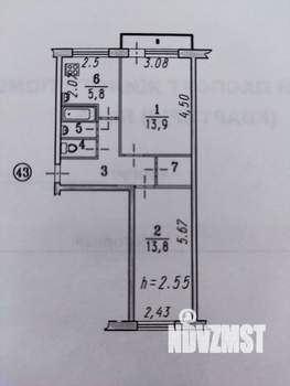 2-к квартира, вторичка, 45м2, 5/5 этаж