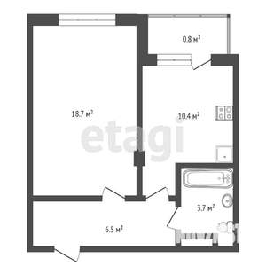 1-к квартира, вторичка, 39м2, 8/10 этаж