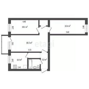 3-к квартира, вторичка, 57м2, 5/5 этаж